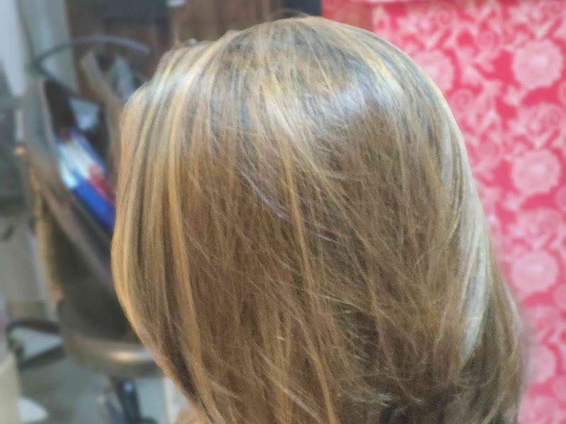 Blonde highlights / global-colour result, smooth straight finish. — The Rush Family Salon, Airoli, Navi Mumbai