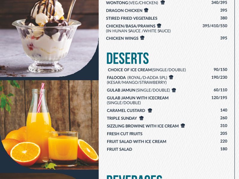 Menu — Hotel D-ADDA, Badlapur