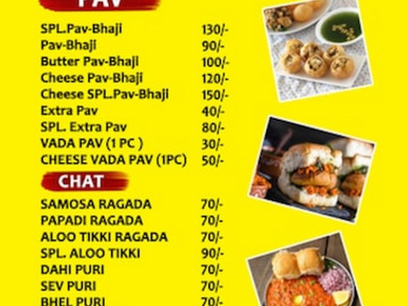 Menu — Shree Krishna Pavbhaji Center, Thane West