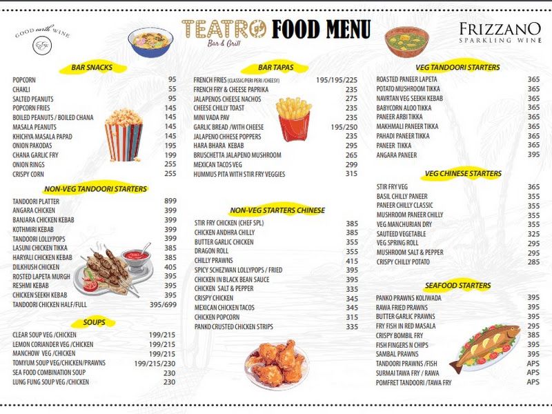 Menu — Teatro Bar & Grill, Mumbai