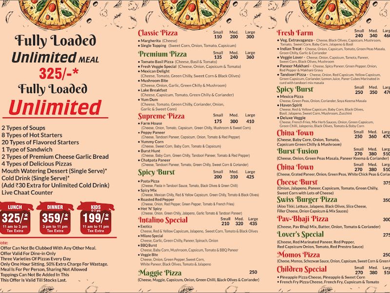Menu — Pizza Burst, Navi Mumbai