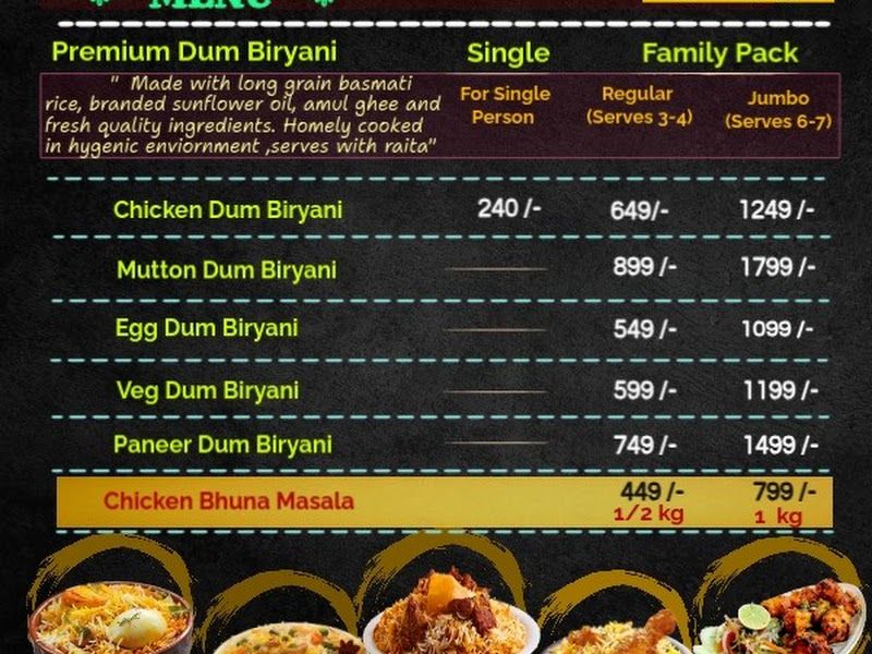 Menu — Sandy's Biryani, Dombivali East