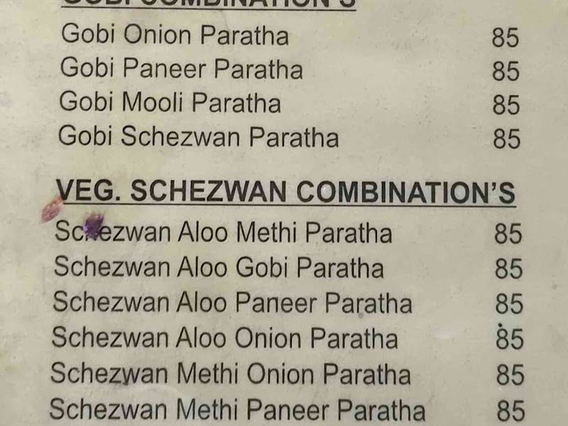 Menu — Punjabi Paratha Junction, Pimpri-Chinchwad
