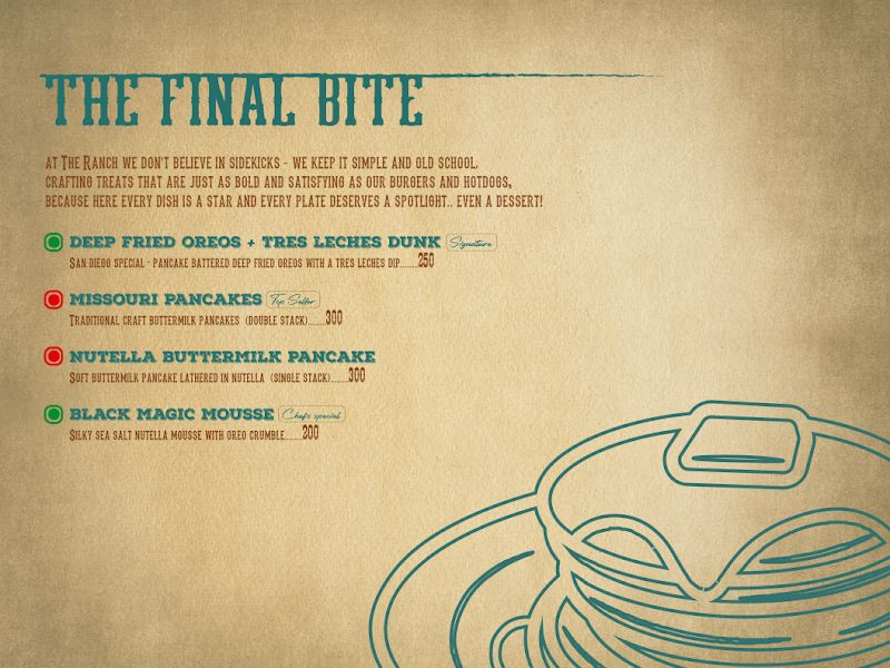 Menu — The Ranch, Mumbai