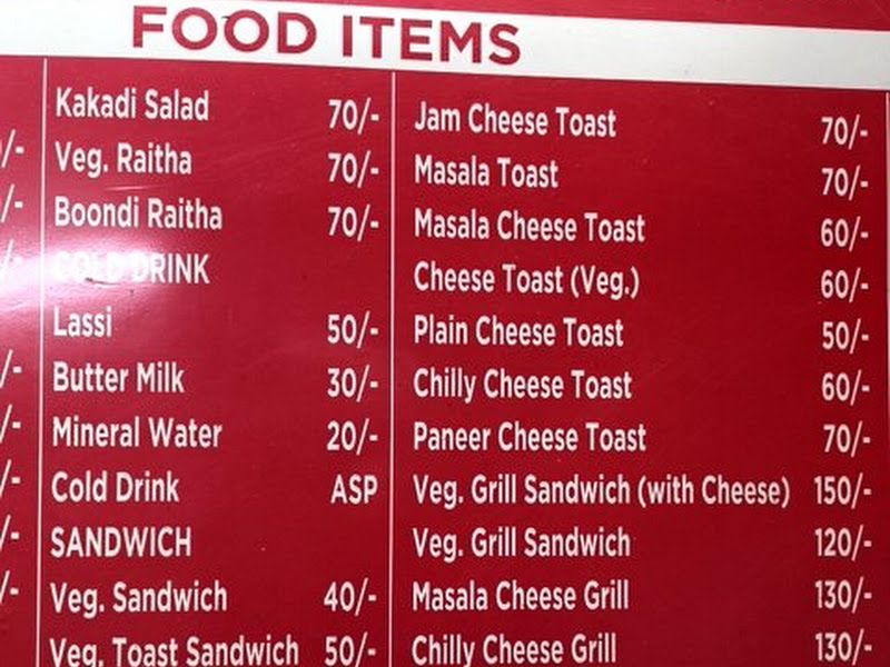 Menu — Shree Krishna Pavbhaji Center, Thane West