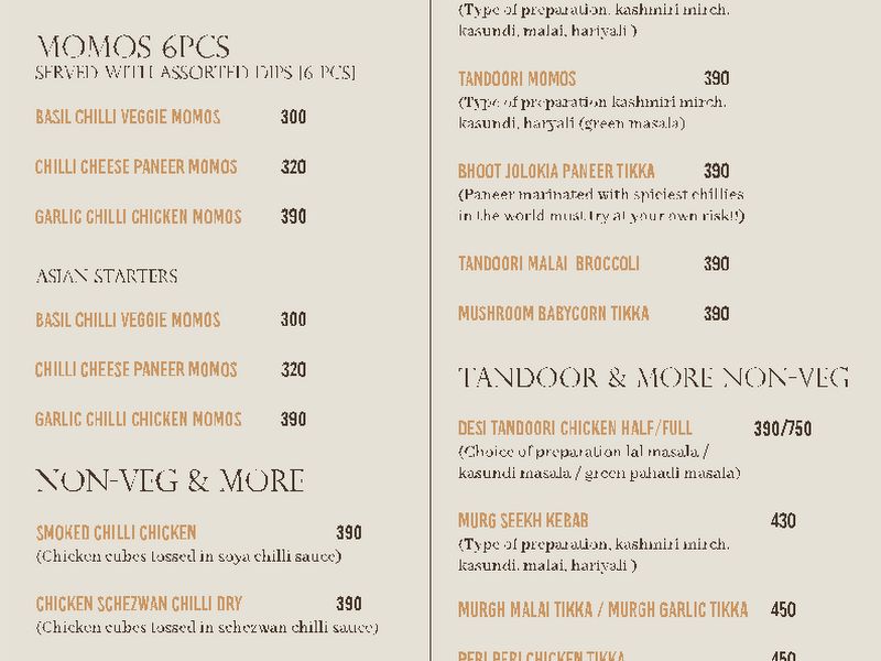 Menu — Skyline The Terrace Cafe, Thane