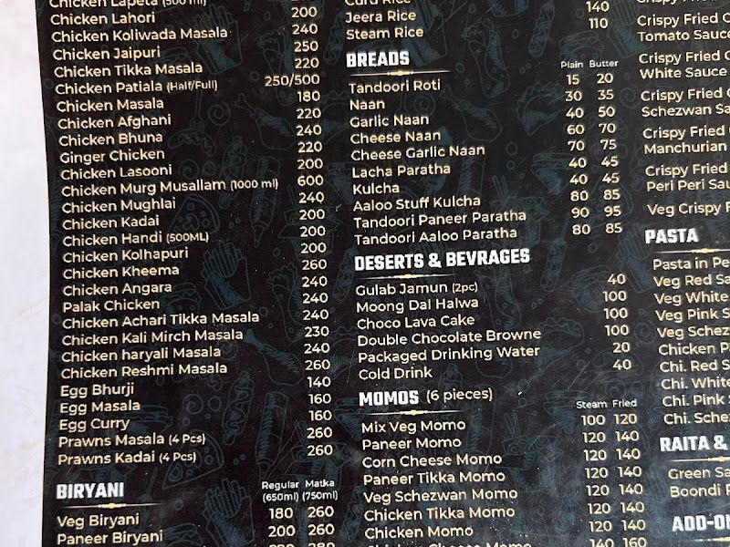 Menu — Lavarjuna Bistro, Dombivali