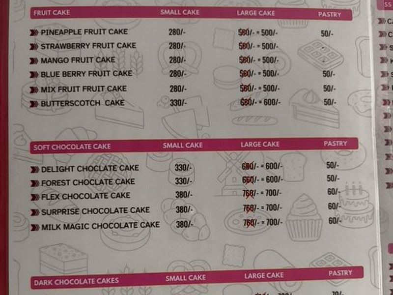 Menu — SS Bakers, Ulhasnagar