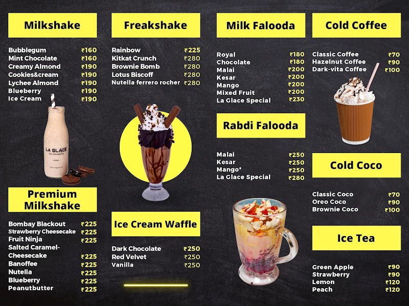 Menu — La Glace Creamery, Mumbai