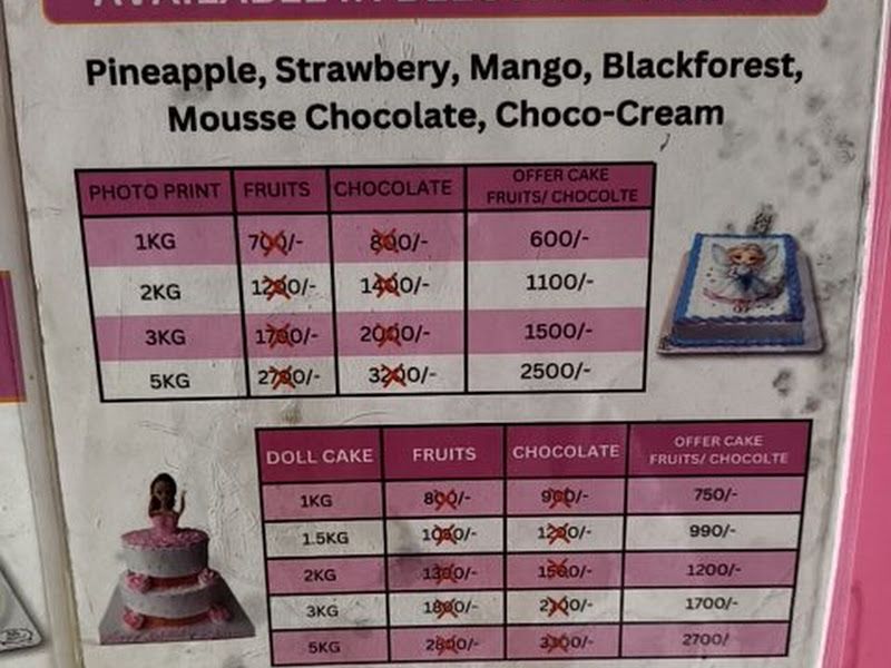 Menu — SS Bakers, Ulhasnagar