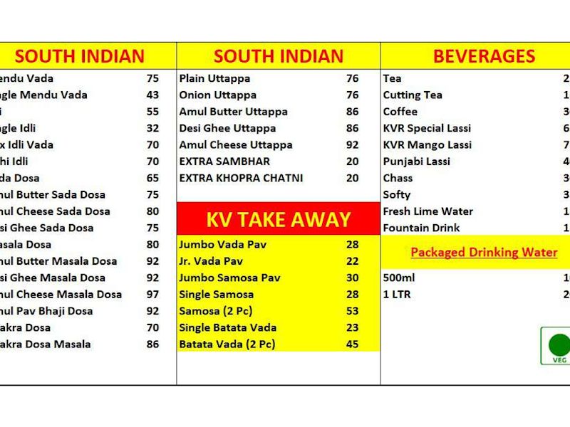 Menu — Kunj Vihar Restaurant & Sweets, Thane