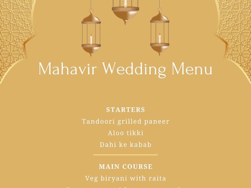 Menu — Mahavir Caterers, Thane, Mumbai