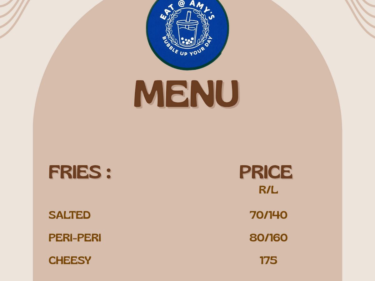 Menu — Eat@amy's, Keshav Puram, Delhi