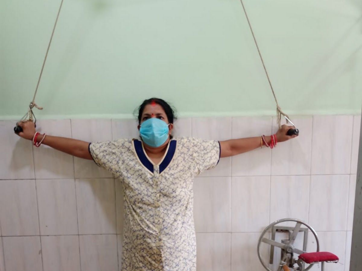 At work — DR. CHANDRAHAS SAHAY [BEENA PRASAD PHYSIOTHERAPY & REHABILITATION CENTRE BILASPUR], Main Road Tilak Nagar, Bilaspur