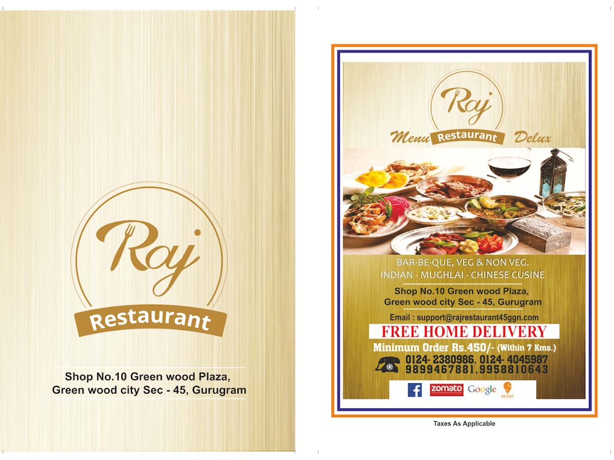 Menu — Raj restaurant, Greenwood City, Gurugram