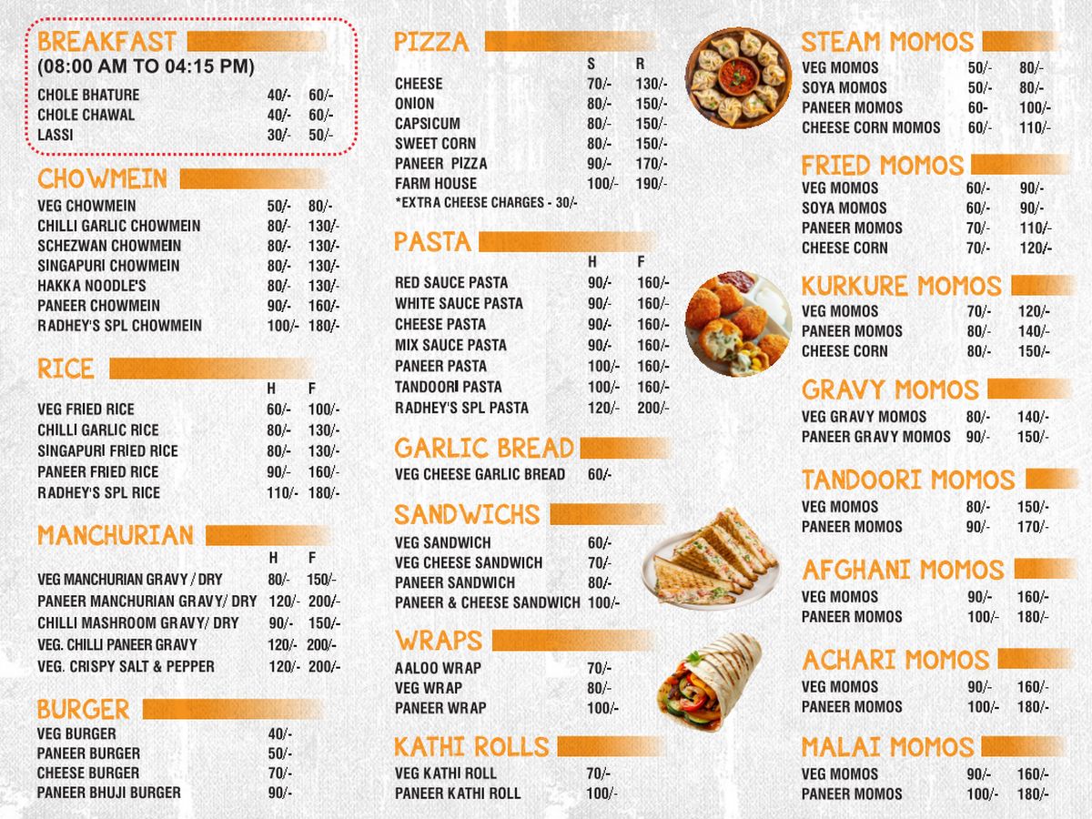 Menu — Shri Radhey Fusion Cafe ~ Best Chhole Bhature and Indian Restaurant in West Delhi, Vikas Nagar, New Delhi