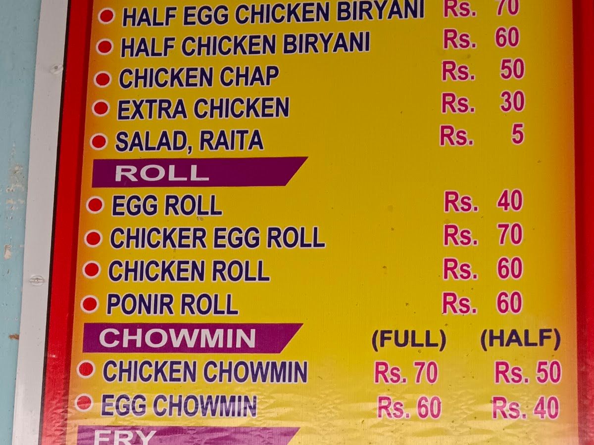 Menu — Kolkata ashiyana biryani house and fast food, Chakuliya