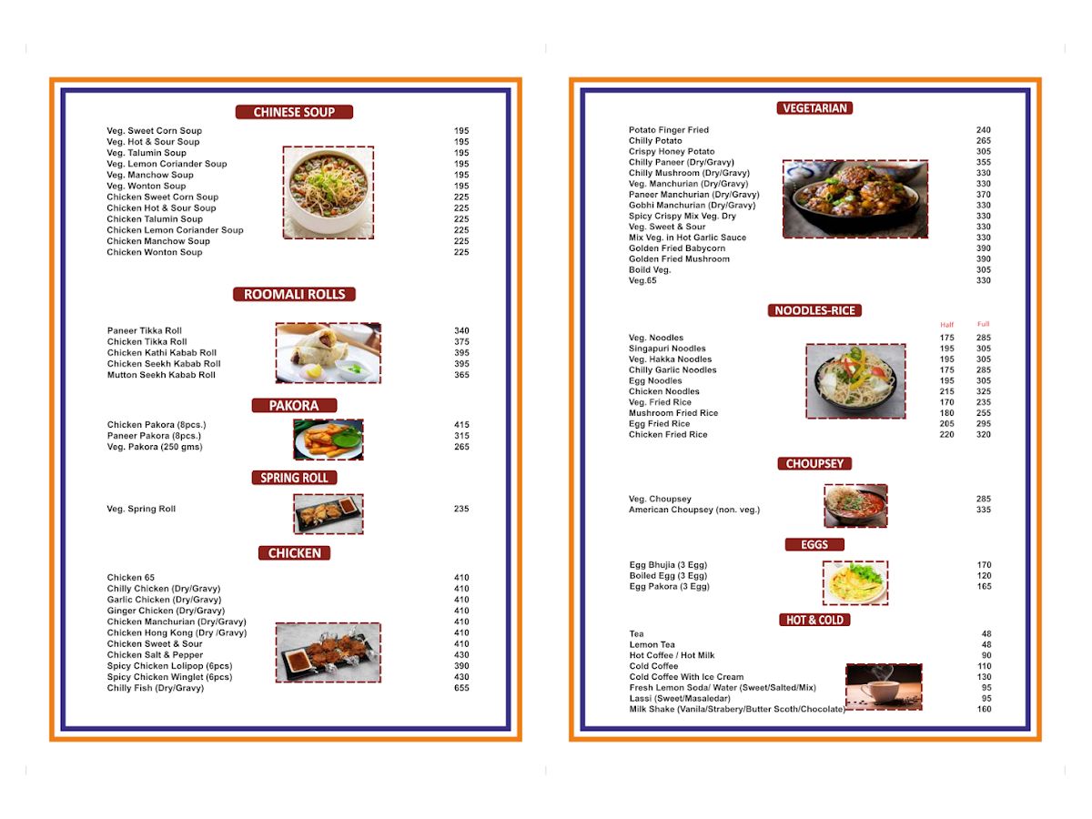 Menu — Raj restaurant, Greenwood City, Gurugram