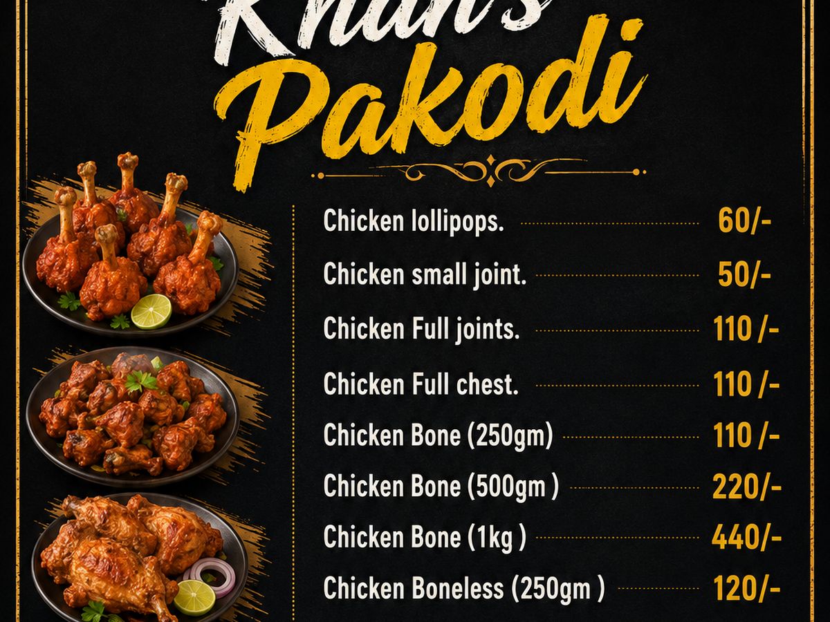 Menu — Khan’s Biriyani, Pedana