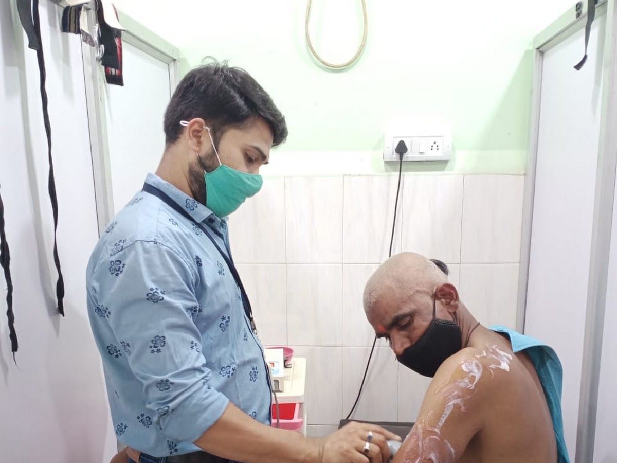 At work — DR. CHANDRAHAS SAHAY [BEENA PRASAD PHYSIOTHERAPY & REHABILITATION CENTRE BILASPUR], Main Road Tilak Nagar, Bilaspur
