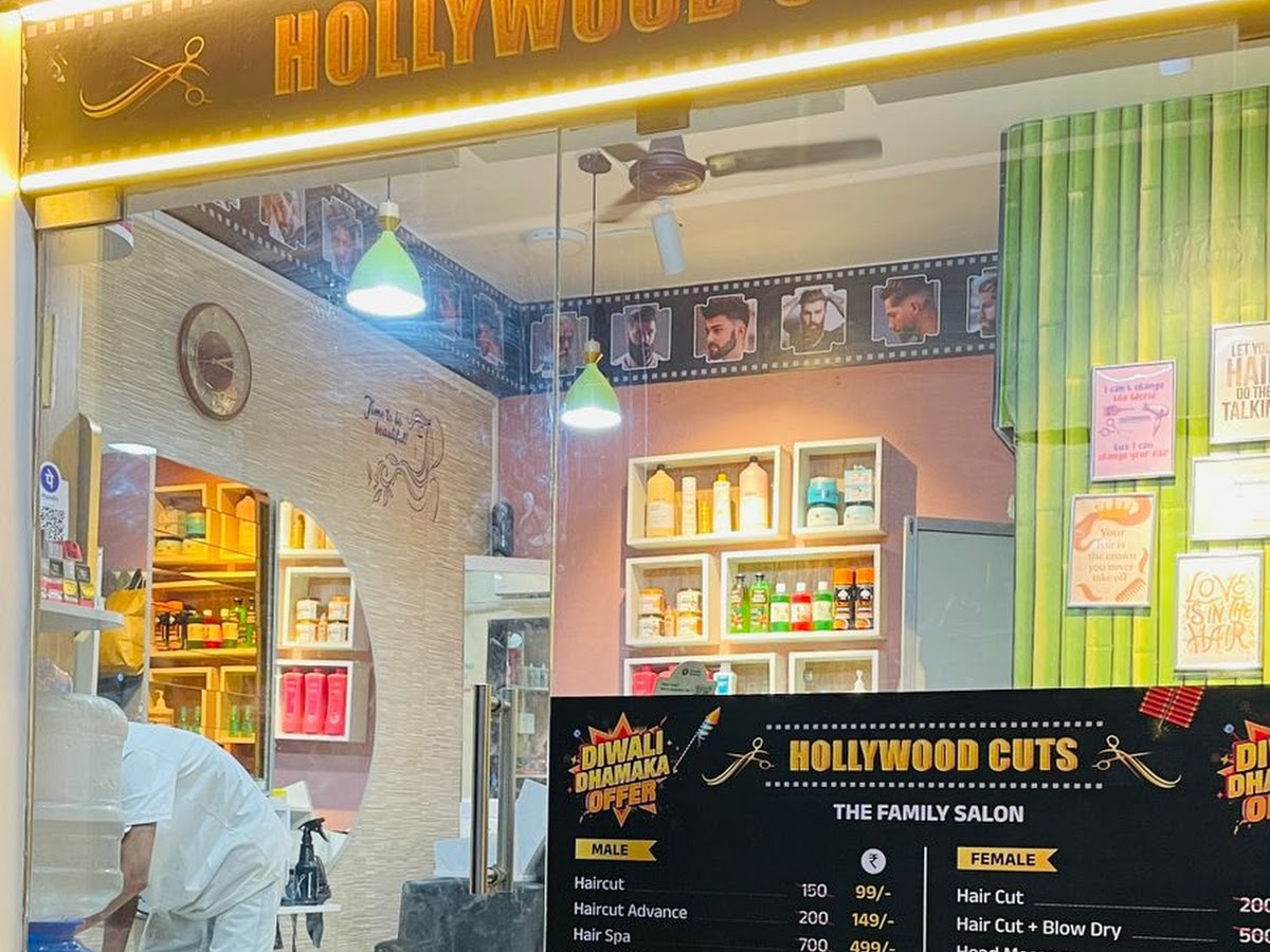 Interior view of Hollywood Cuts salon workspace, Andheri West