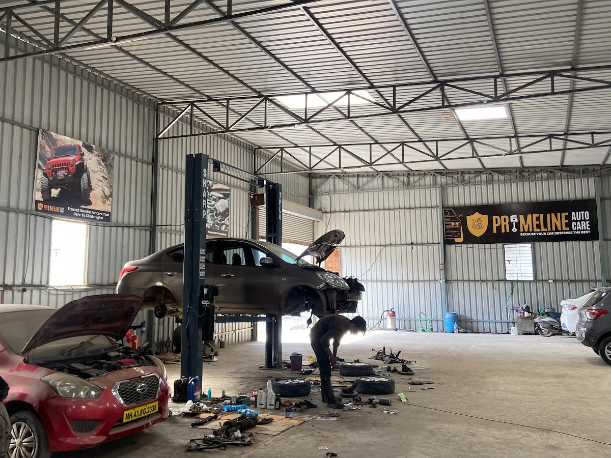 Brake service being carried out at PrimeLine Auto Care garage