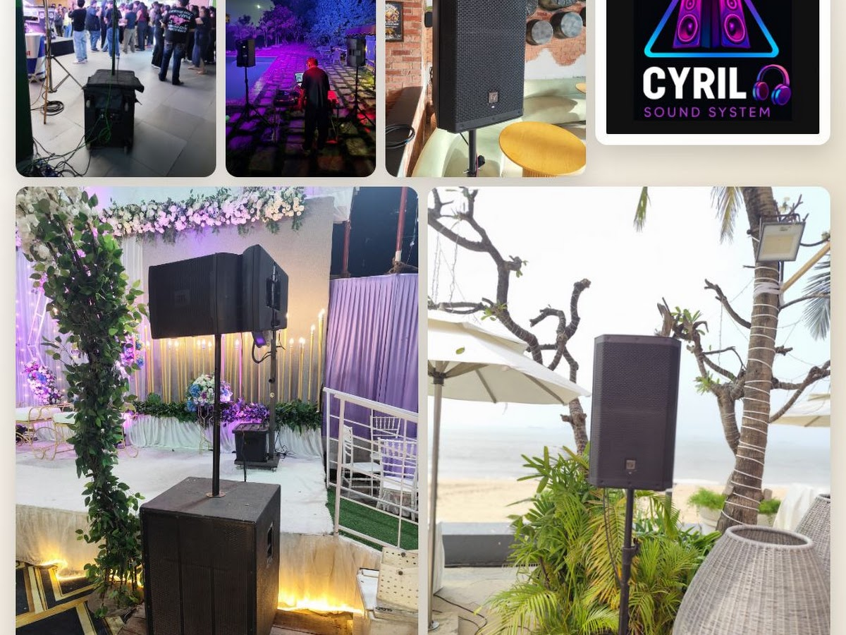 Party lighting and sound rig from Cyril Sound System, Kurla