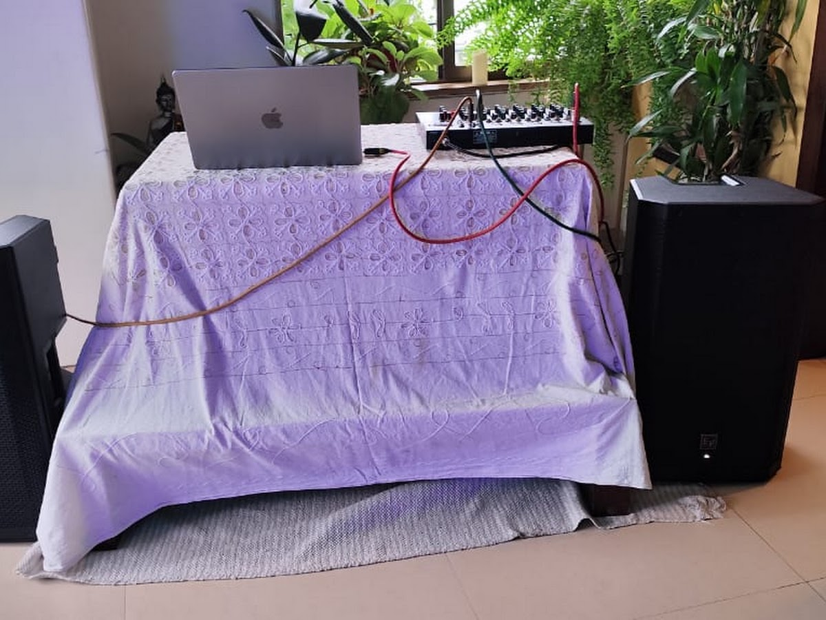 Conference AV setup with mics and projector by Cyril Sound System