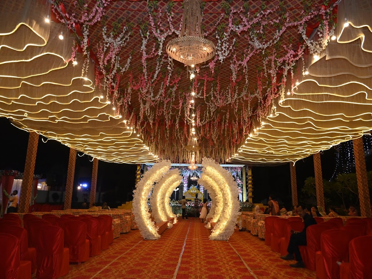 Banquet hall interior at Shree Bhardwaj Garden & Resort